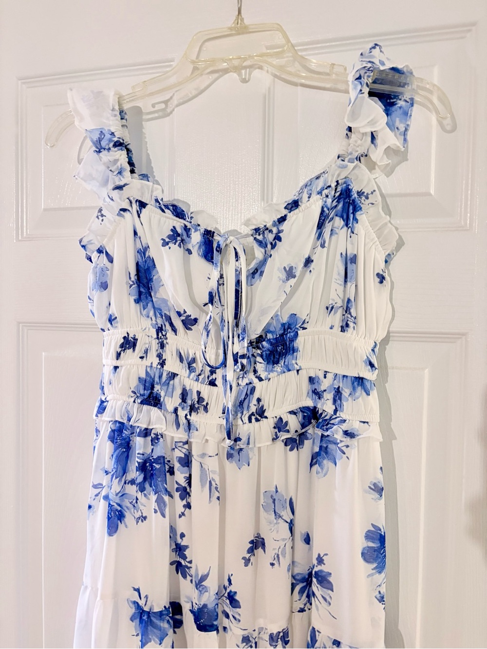 Altar'd State White and Blue Floral Ruffle Sundress